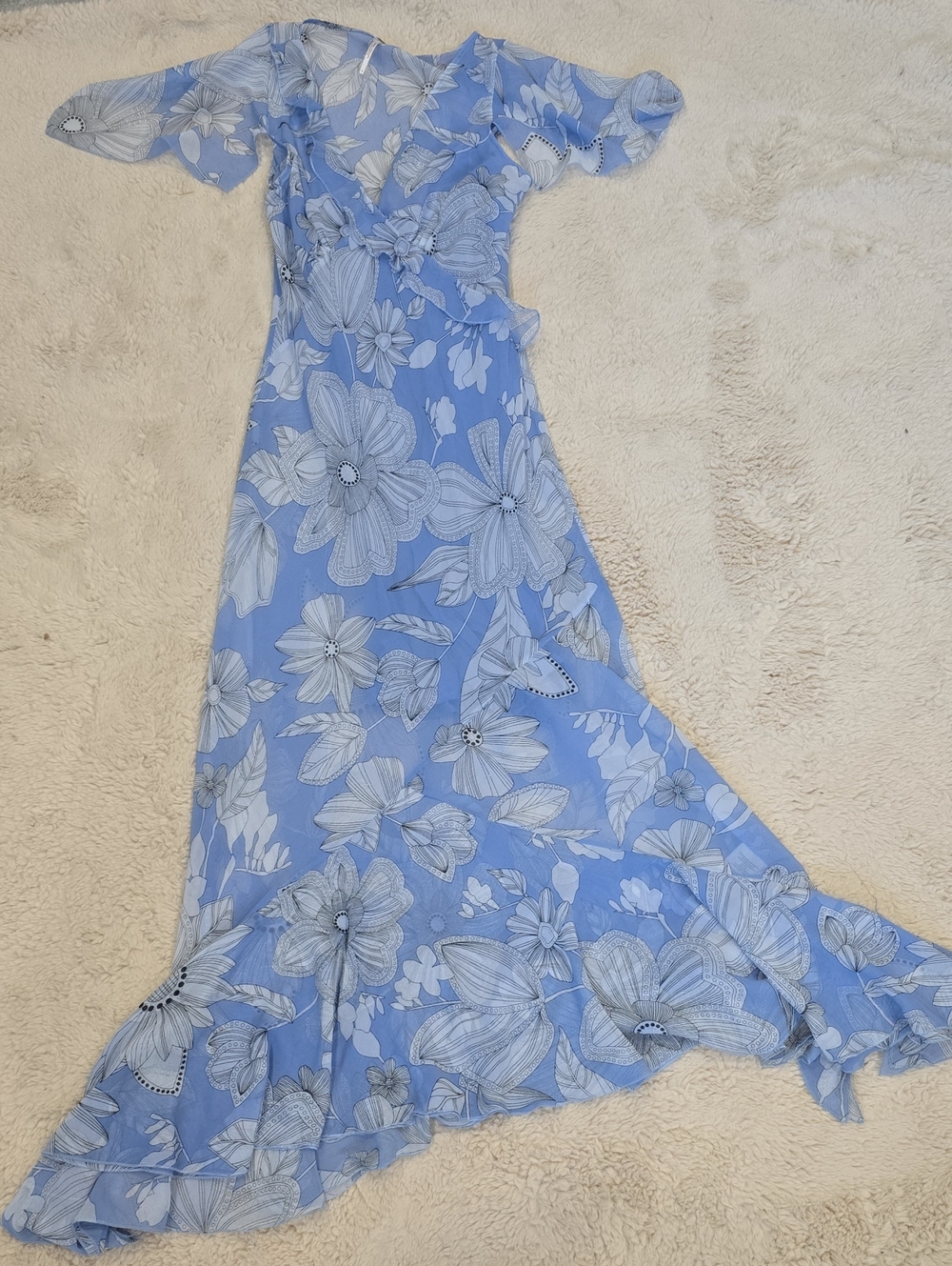 Free People Blue Floral Wrap Maxi Dress